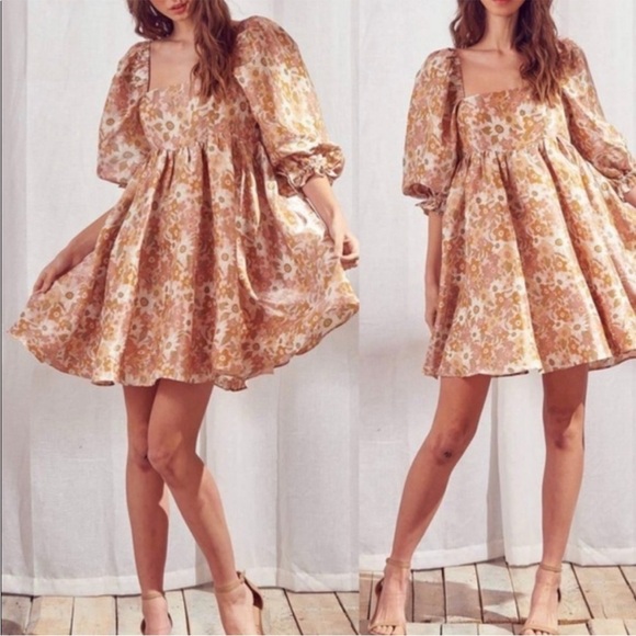 Retro Floral Babydoll Dress - Picture 2 of 5